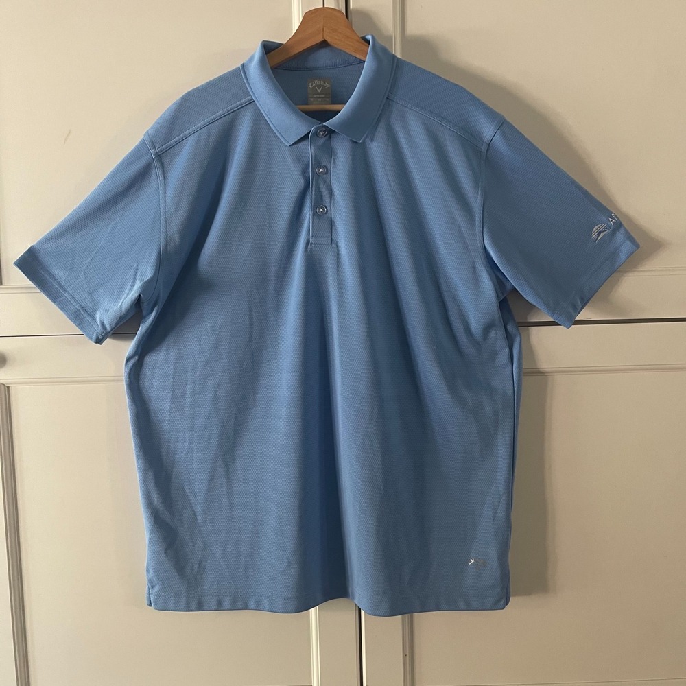 Callaway Mens Opti-Dri Golf Polo Shirt Blue Apex Logo Short Sleeve XL